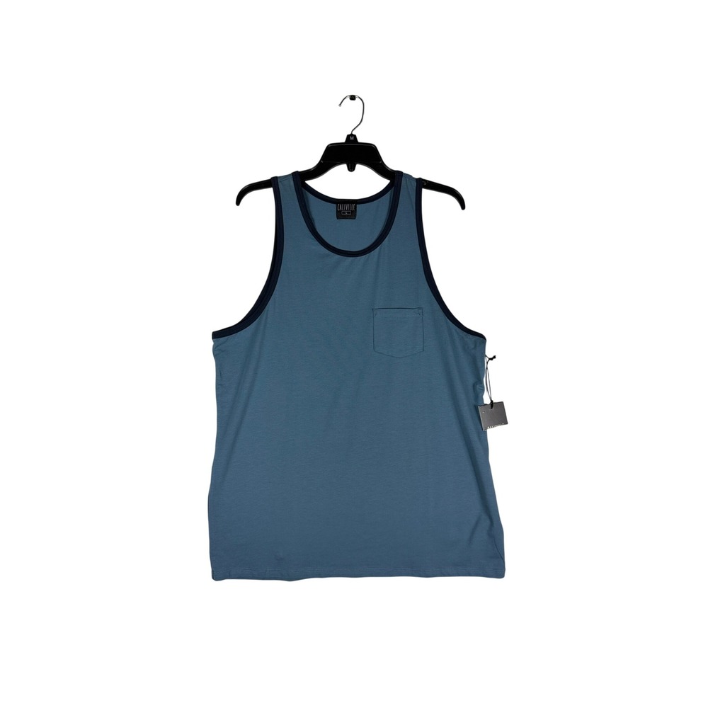 Caliville Mens Blue Sleeveless Pocket Tank Top Crew Neck Size Large NWT